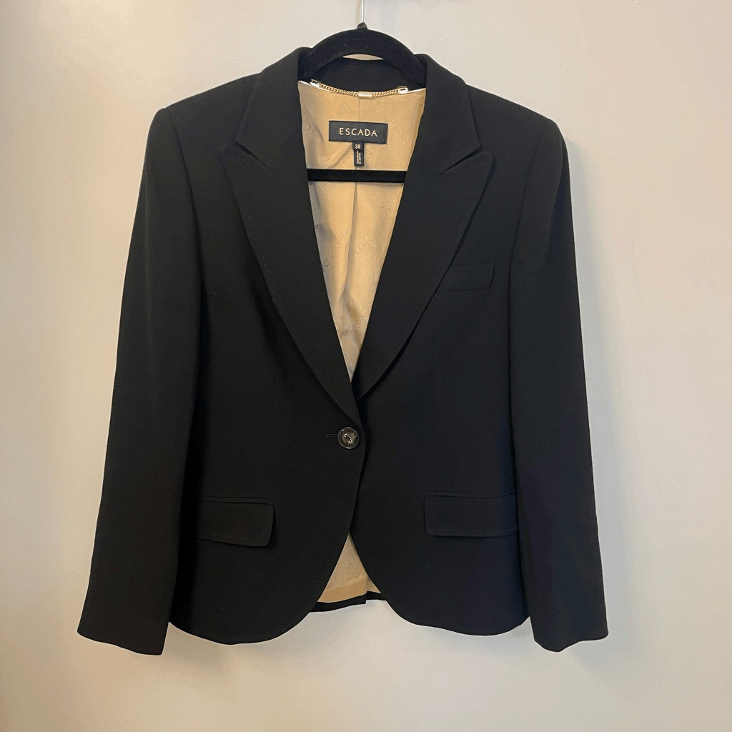 Escada Virgin Wool Black Lining Button Jacket Bla… - image 1