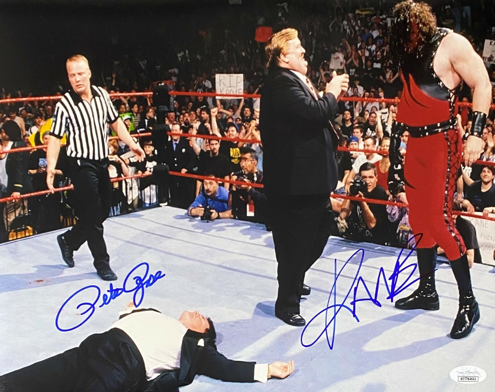 Kane Autographed Signed Pete Rose & 11x14 Photo JSA Authentic WWE 12 