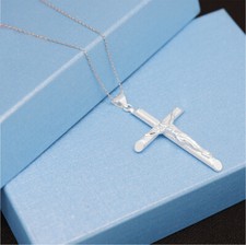 Colgante Cruz Crucifijo Plata de Ley 925 - Colgante Cristiano Cruz de Jesús Colgante