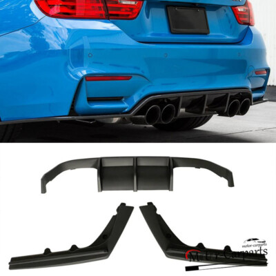 For 2015-2020 BMW F80 M3 F82 F83 M4 Rear Bumper Diffuser Lip Matte Black V Style