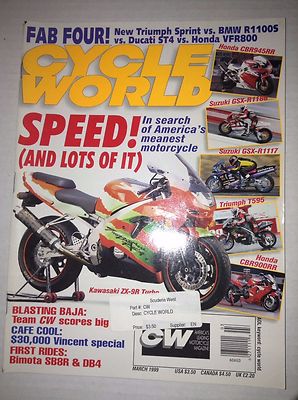 Cycle World Magazine Kawasaki ZX-9R Turbo March 1999 031317NONRH
