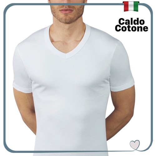 Maglia Intima Uomo COTONE FELPATO Caldo Scollo a V Intimo INVERNALE  Maglietta da | eBay
