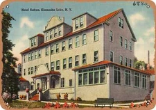 METAL SIGN - New York Postcard - Hotel Safran, Kiamesha Lake, N. Y.