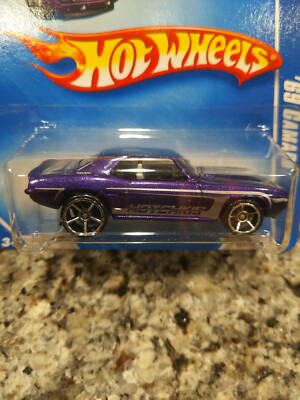 Hot Wheels 2009 Muscle Mania SHORT CARD - '69 CAMARO (purple