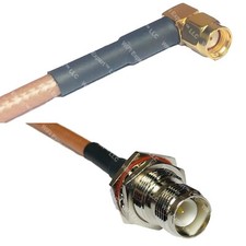 RG400 RP-SMA MALE ANGLE to RP-TNC FEMALE BULKHEAD RF Cable FAST-SHIP LOT