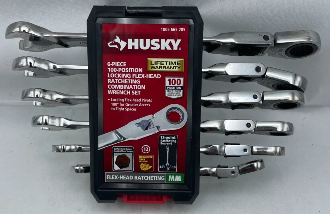 Locking flex head ratcheting wrench deals set