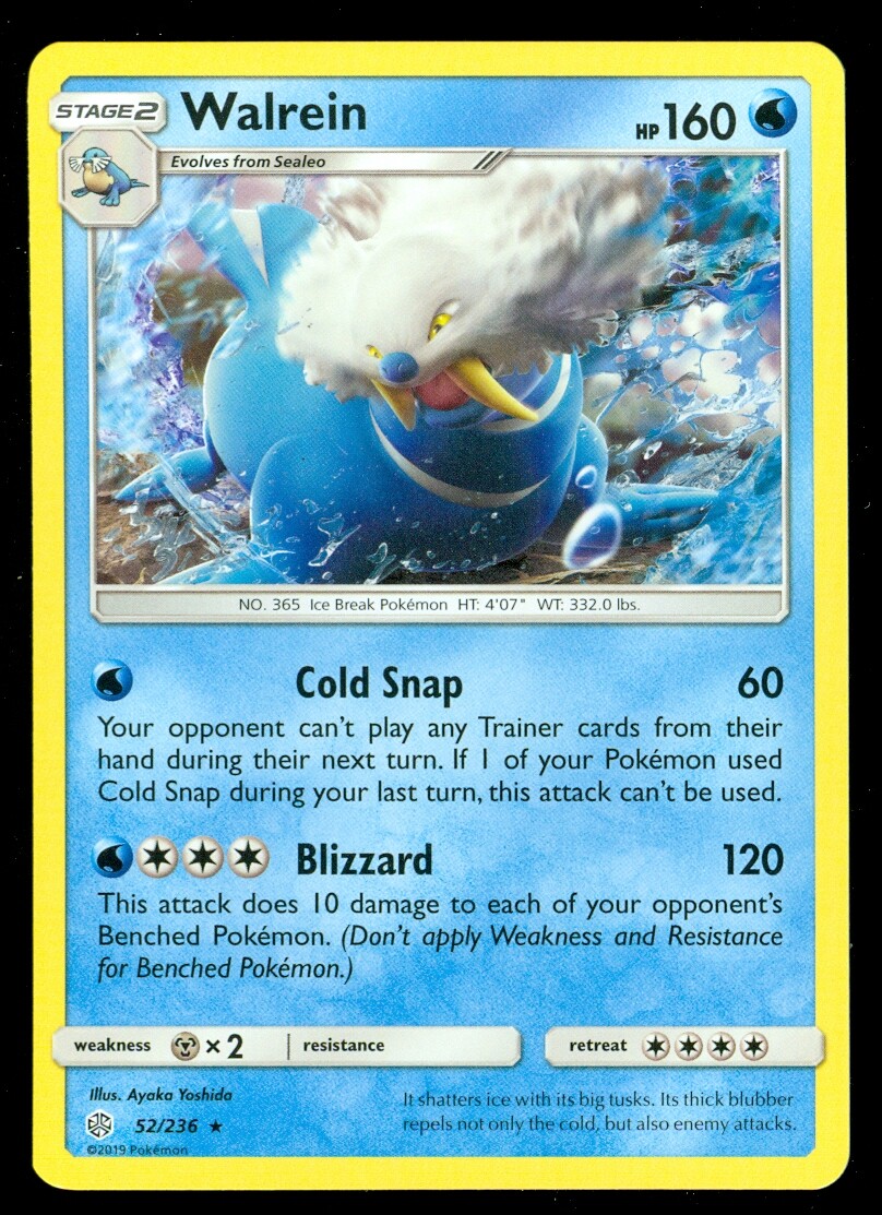 Pokemon WALREIN 52/236 Cosmic Eclipse RARE - - MINT
