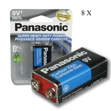8x Panasonic 9 Volts Battery 9V Block Super Heavy Duty Carbon Zinc Batteries E67
