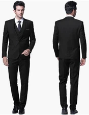 YFFUSHI 3 piece XS Black 36R 30W Notch Lapel