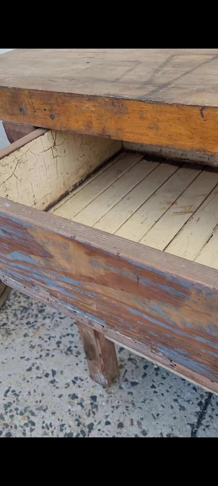 VINTAGE SOLID WOOD WORK BENCH eBay