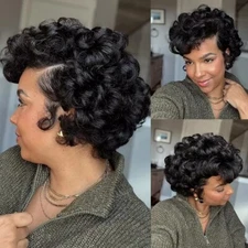 Pixie Cut Wigs Human Hair Short Curly Lace Front Human Hair Wigs Raw Indian