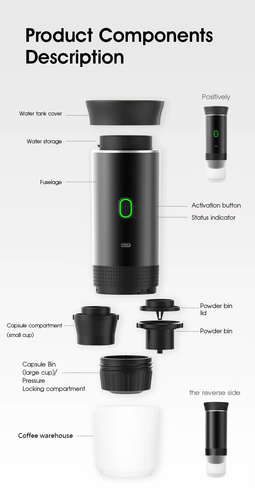 Portable Wireless Espresso Coffee Machine for Car/Home, 3-in-1 Travel Maker - Picture 13 of 17