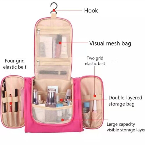 Damen Waschlacke Toilettenhandtasche hängende Reisetasche Kosmetik Make-up Tasche Kit - Bild 8 von 11