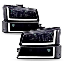 Smoke Led Drl Headlights For 2003-2006 Chevy Silverado Avalanche Bumper Lamps