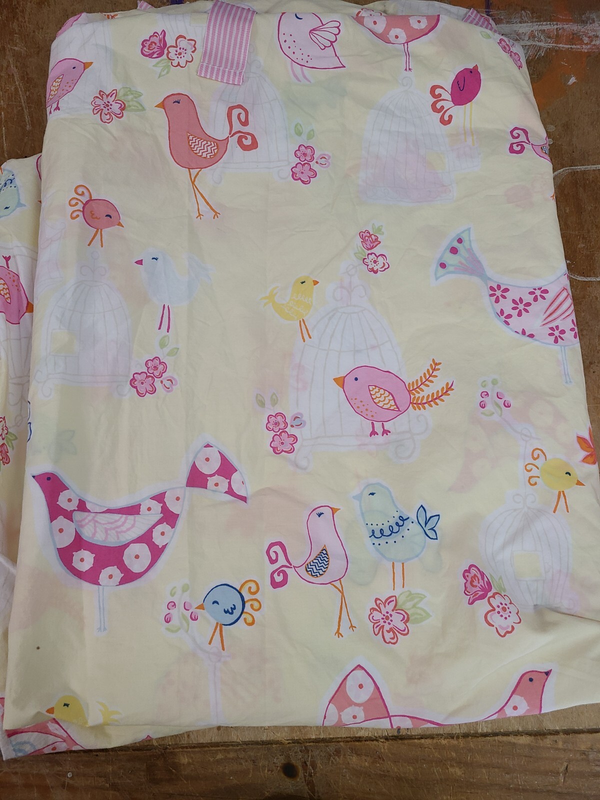 Pottery Barn Kids "Yellow Birdcages" Reversible Twin Duvet