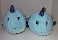 A Pair of Blue Narwhal Slippers Size M 7/8 Good condition