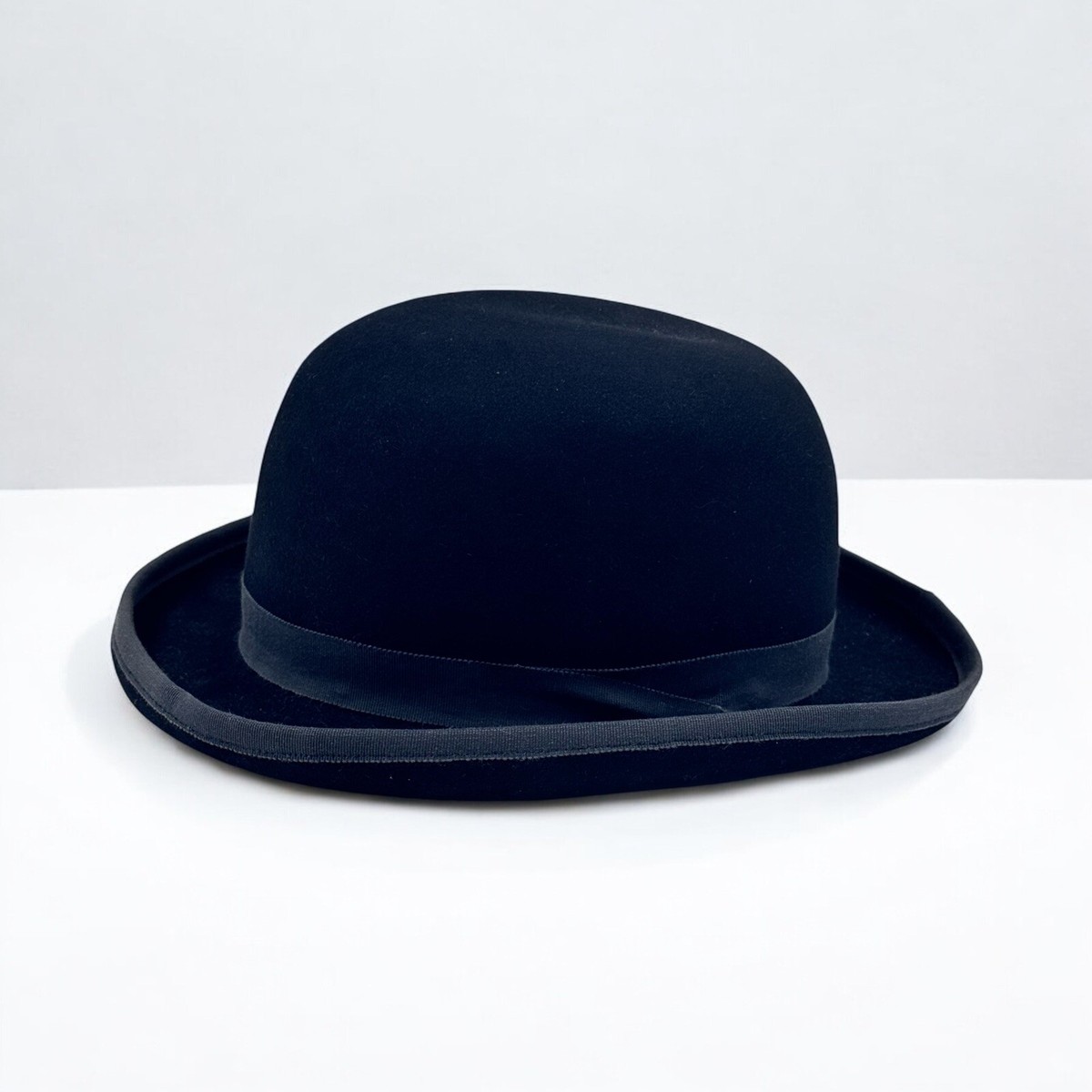 VTG Black Bowler Derby Hat Size Canadian Beaver Fur Felt