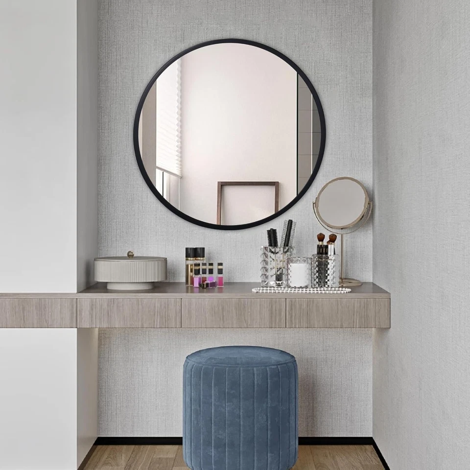 Wandspiegel Runder Spiegel Design Schwarz mit Rahmen aus Metall 40cm B1049 - Bild 4 von 4