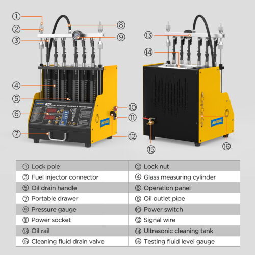 AUTOOL CT400 GDI EFI Fuel Injector Cleaner Tester Machine Ultrasonic Cleaning US - Foto 12 di 19