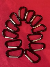 12 of 3" Aluminum Carabiner Spring Belt Clip Key Chain D Shape Black Color