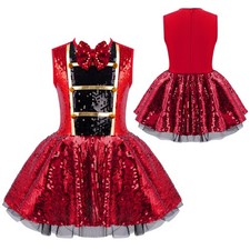 Kids Girls Jumpsuit Halloween Dress Carnival Leotard Competiton Round Neck Tutu