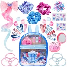 Disney Stitch Hair Accessories Clear Backpack Set Gifts for Girls, Hair Ties,...