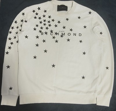 John Richmond White Star Sweatshirt Pullover Size