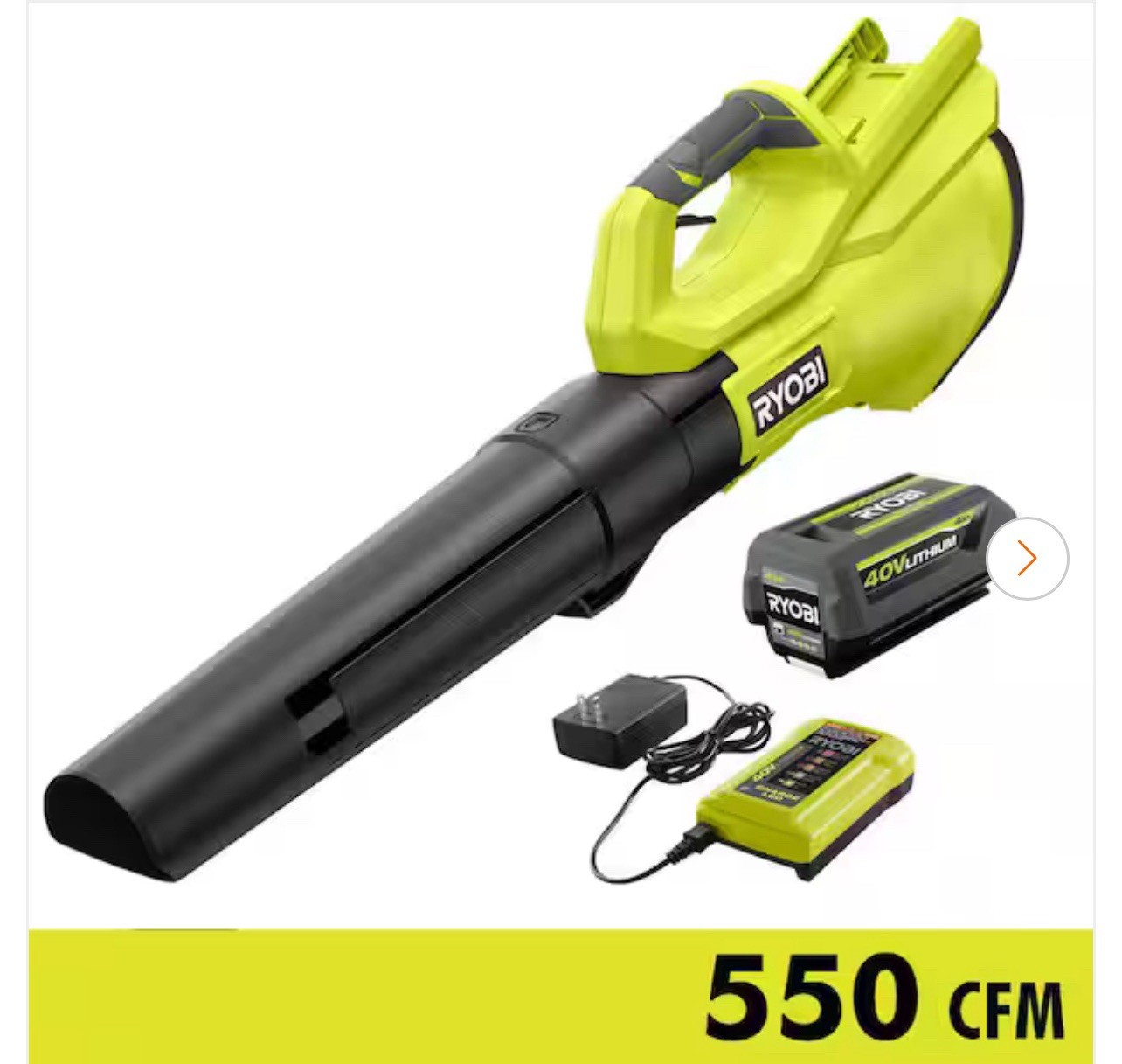550 Cfm W/ Battery + Charger Ry40lb01k