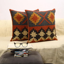 Trade Star 70 Jute 30 Wool Set Of 2 Throw Pillow Covers Kilim Cushion Cover