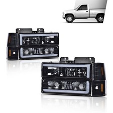 For 1994-1998 C10 Ck Silverado Led Drl Headlightbumper Corner Lamp Black Pair