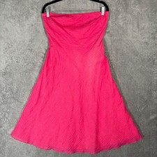 J.Crew Womens Pink Seersucker Strapless A-Line Dress 63101 Size 8 Barbiecore