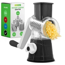 NUTRICHEF 3 IN 1 CHEESE GRATER & SHREDDER - BLACK