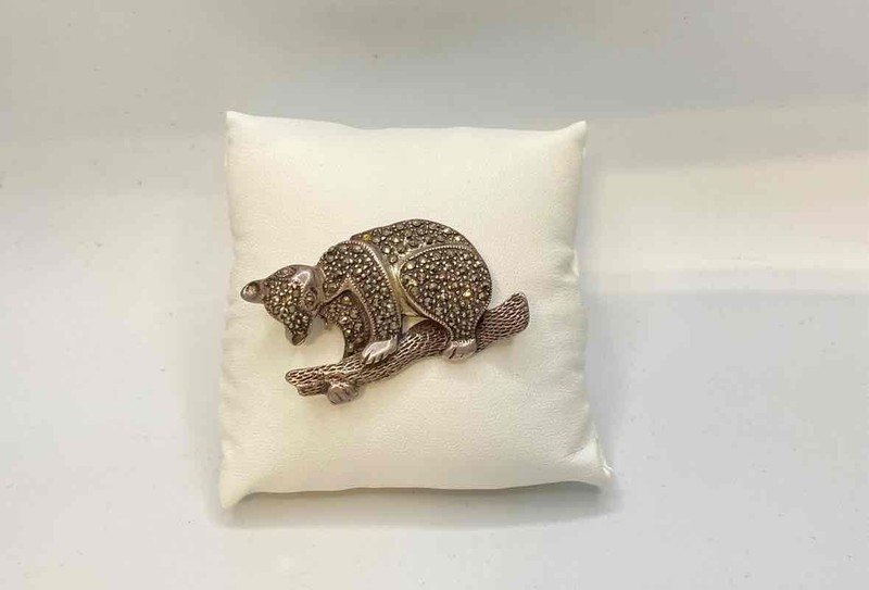 Sterling Silver Marcasite Koala on a Tree Brooch