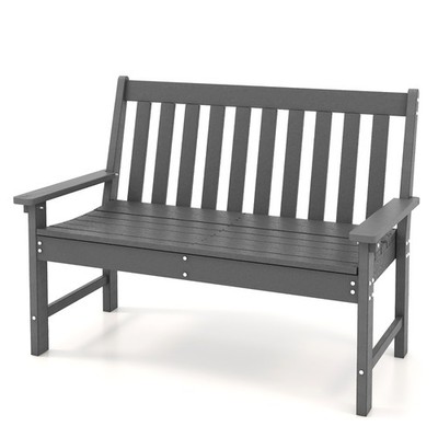 Garden Bench All-Weather HDPE 2-Person Outdoor Bench for Front Porch Backyard