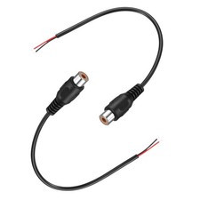 0.7FT RCA to Bare Wire Speaker Cable, Black RCA Female Plug, Pack of 2