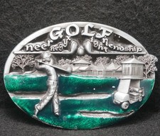XA11163 NOS VINTAGE 1970s  GOLF  GREEN OXYGEN LIGHT FRIENDSHIP BELT BUCKLE