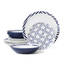 Harbor 12-Piece White Porcelain Dinnerware (S...