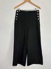 Zara Trafaluc Culottes Pants Womens Medium Black Wide Leg Cropped Pull On Sailor