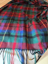 Vintage Wool Fringed Jewel Toned Tartan Plaid Blanket Christmas MCM 86"x62"