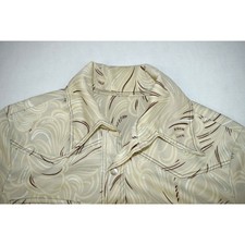 Vintage Western Pearl Snap Shirt SS Size XS/S 60s 70s Mod Swirls Brown Stalks