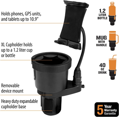 TNT Tough N' Thirsty Mega XL Cupholder & Device Mount | Expands to Fit 1.2L Bott - Photo 2 sur 12
