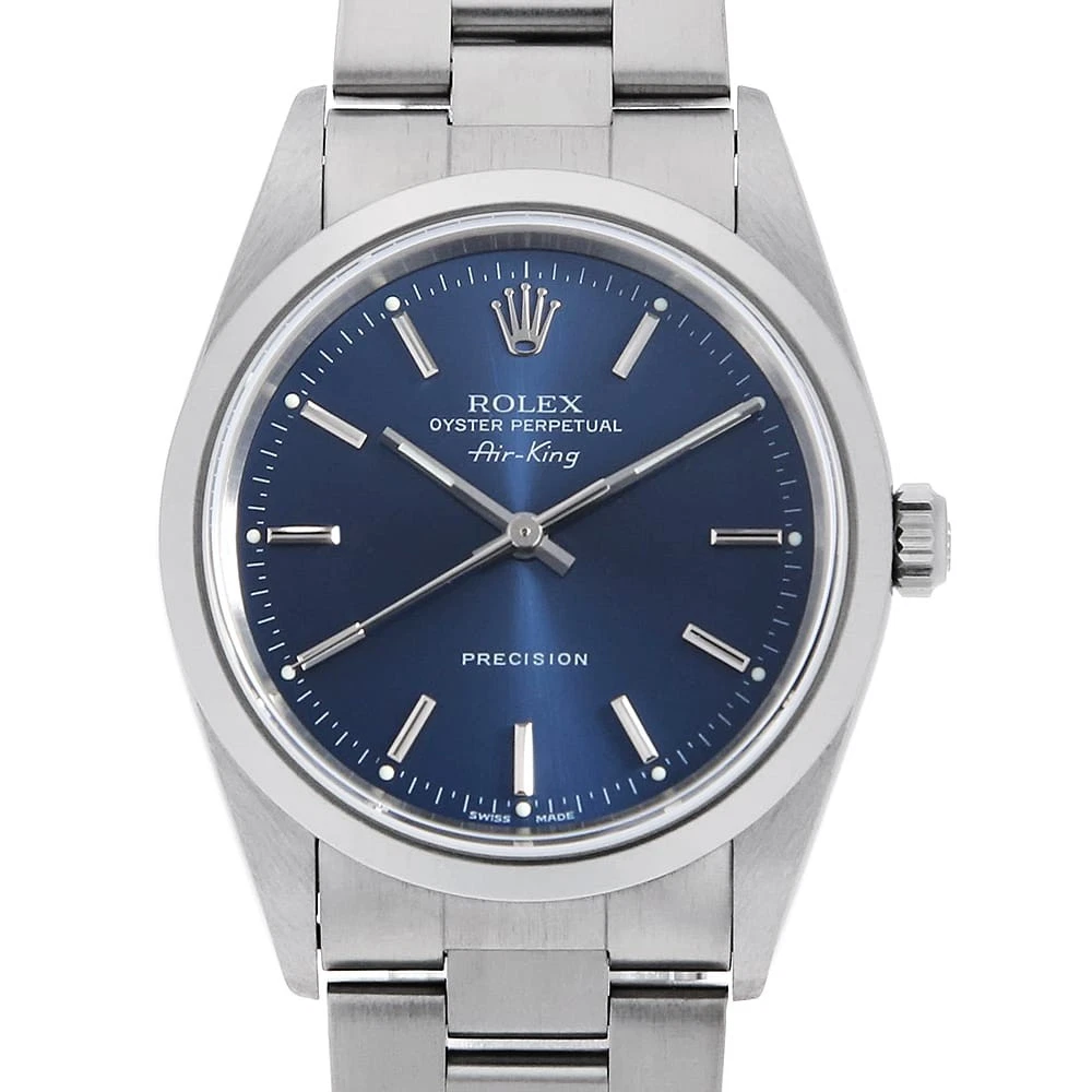 Rolex — ROLEX Air king 14000M blue bar F Number second hand mens