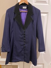 Navy Long Button Front lined Blazer Jacket Women's Medium