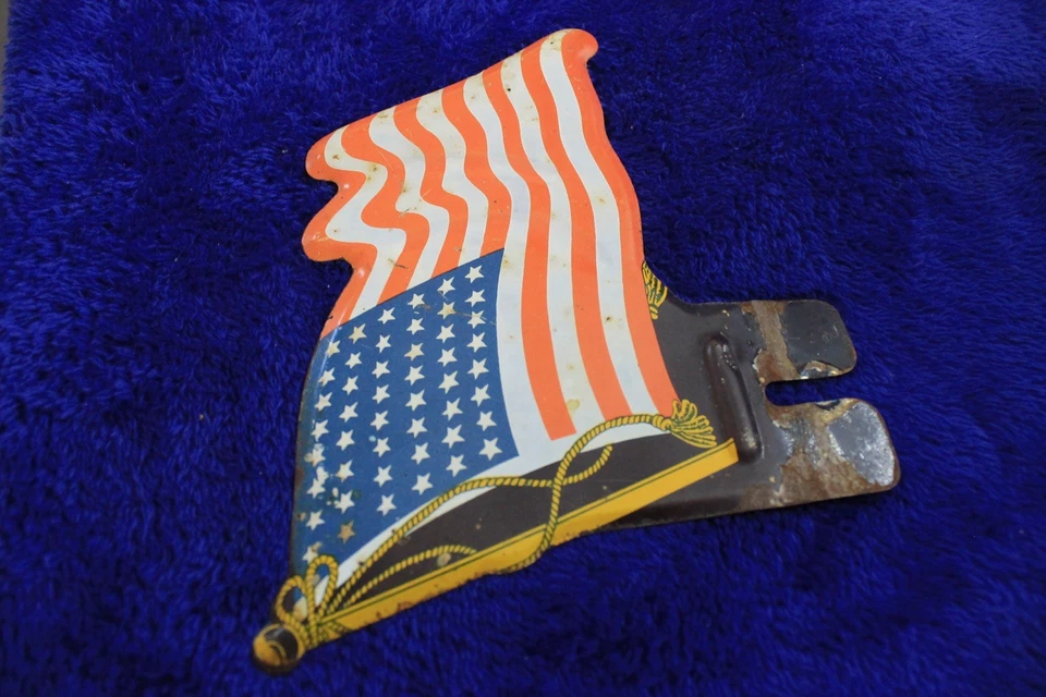 Vintage 48 Star American Flag License Plate Bumper Topper Accessory Badge - Изображение 3 из 4