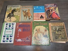 Lot Of  Antique Vintage Books Black Beauty Rin Tin Tin Tom Thumb Kids Adults
