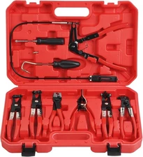 9Pc Hose Clamp Clip Remover Pliers Wire Long Reach Kit Fuel Oil Water Hose Tool