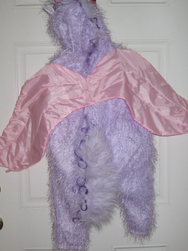 Disfraz de unicornio con capucha para niños con alas de una pieza rosa púrpura talla 3T Foto 3 de 3