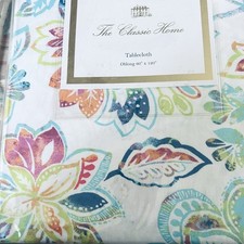 Tablecloth 60 x 120 Gorgeous Floral Colorful Cotton 6 Napkins The Classic Home