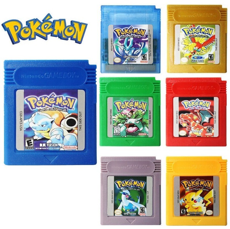 Classic Pokemon Game Boy series For Nintendo GBC Gold Silver Blue Red Green