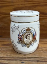 Coronation Queen Elizabeth II LANCASTER & SANDLAND ware england hanley canister